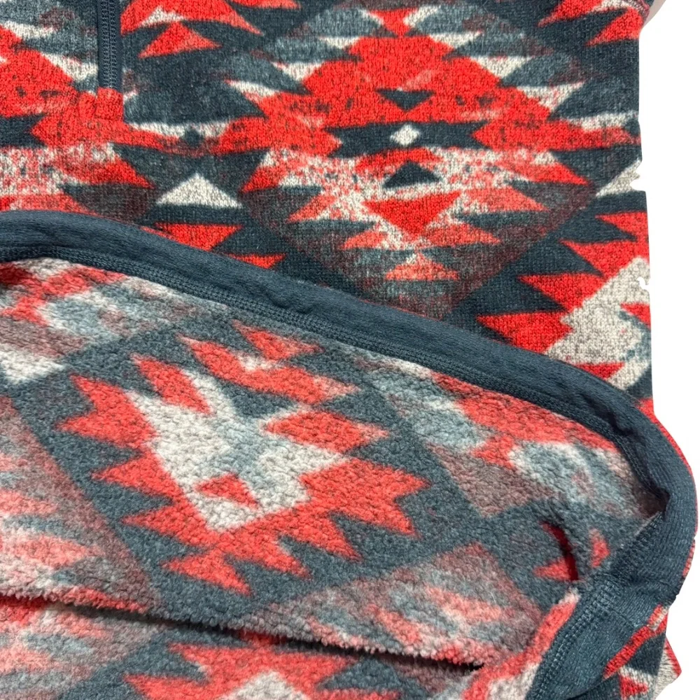 The North Face Men's Half Zip Aztec Orange Red and Blue Print Size Medium
